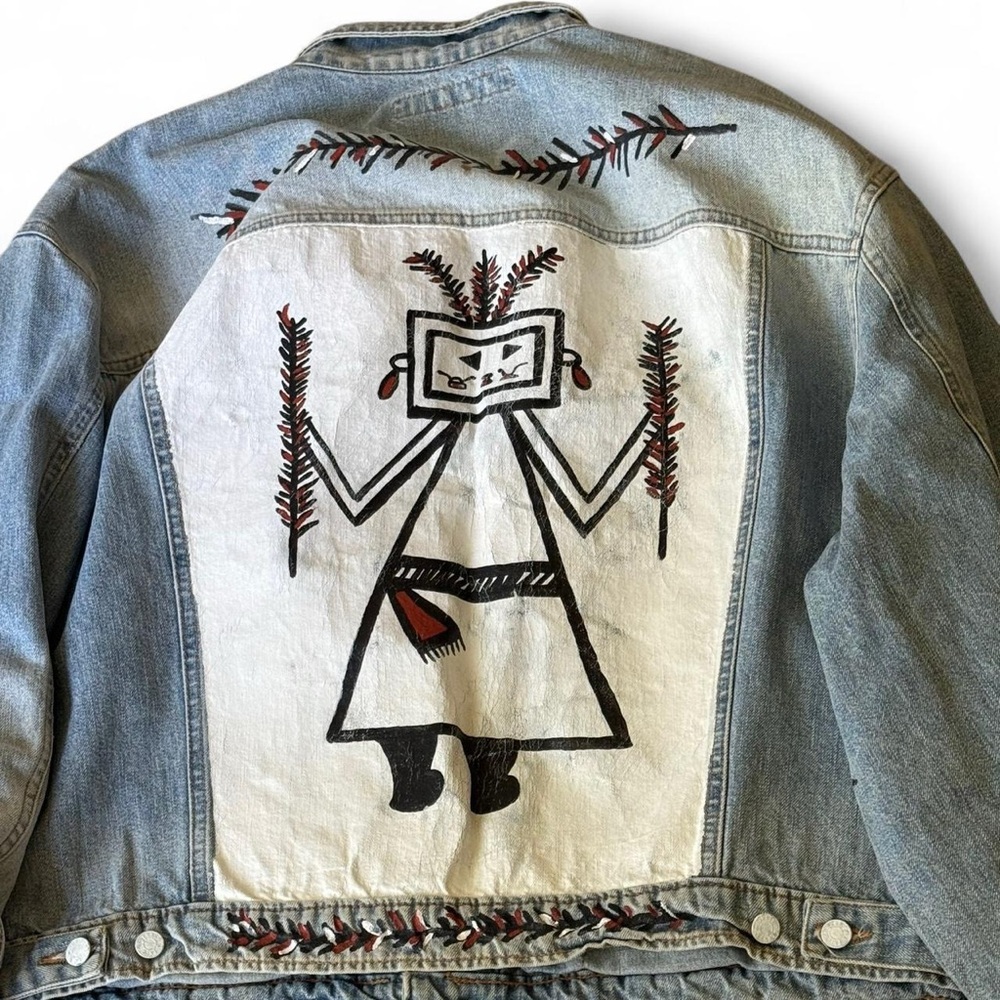 Hand-painted Tribal Jean Jacket